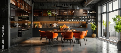 Modern kitchen combined wit...