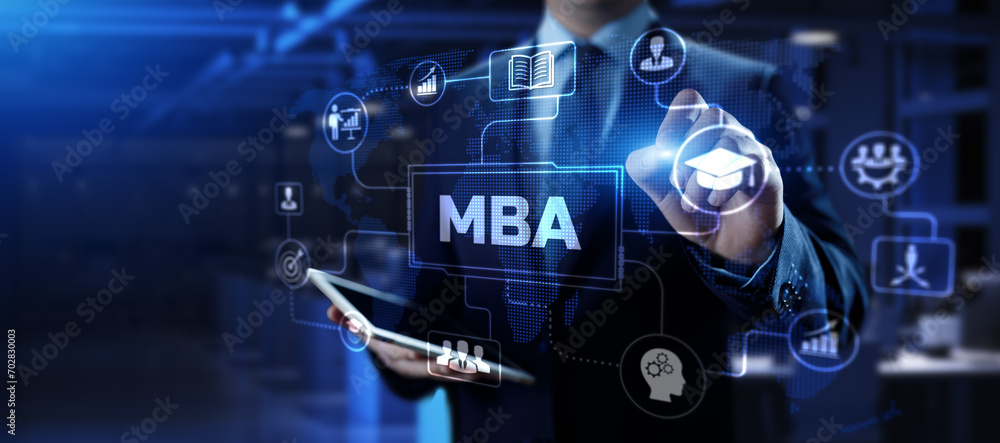 MBA Master of business administration education learning concept on screen. MBA Master of business administration education learning concept on screen.