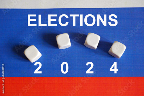 Presidential elections in Russia in 2024 concept, election, flag of Russia, ballute for voting in the presidential elections in Russia,