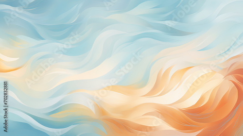 Soothing abstract design with gentle swirls and waves in soft pastel blue and orange, creating a calming and harmonious backdrop Ai Generative photo