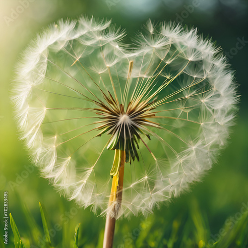 Beautiful Heart shaped dandelion Valentine s Day Green Blurred Background