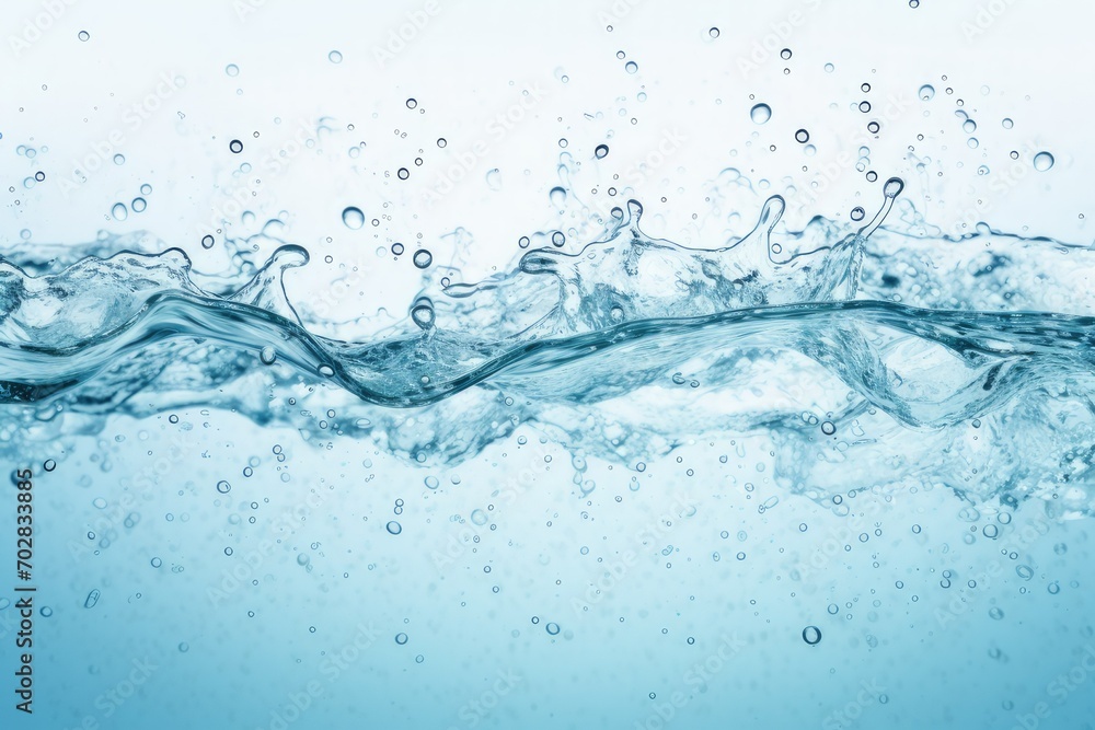 water with air bubbles underwater, splash and waves on white background water with air bubbles underwater, splash and waves on white background