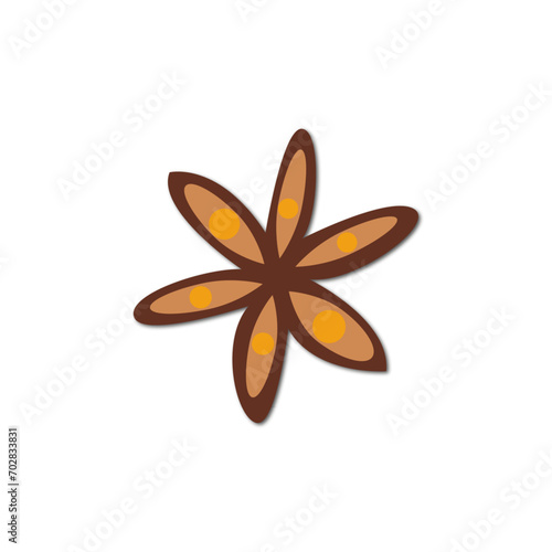 Vector flat illustration. Star anise icon on a white background. Perfect as a symbol or logo for your design.
