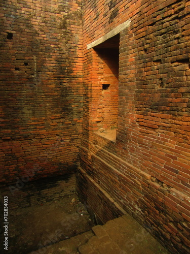 Nalanda Mahavihara archaeological ruins Bihar Gaya India Buddhist Monastery ancient structure Brick  photo