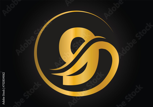 9 Letter Logo with Golden Luxury Color and Monogram Design Vector Template.