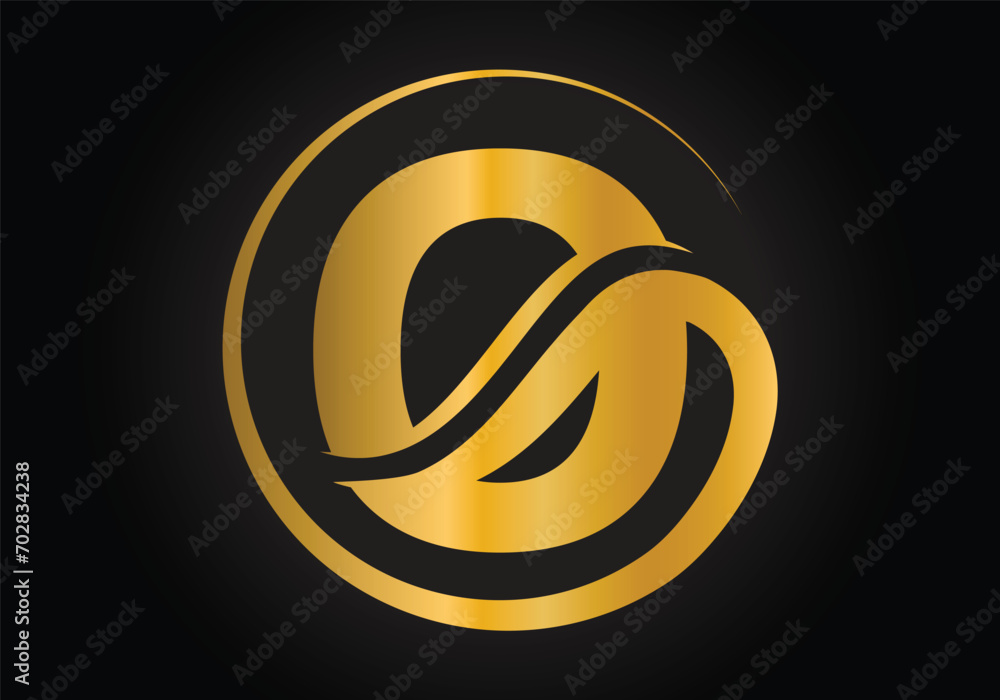 O Letter Logo with Golden Luxury Color and Monogram Design Vector Template.