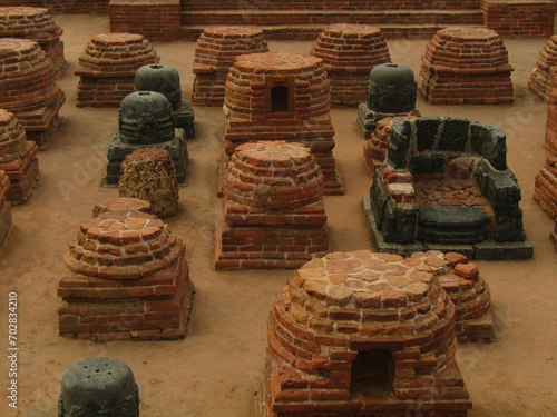 Nalanda Mahavihara archaeological ruins Bihar Gaya India Buddhist Monastery ancient structure Brick  photo