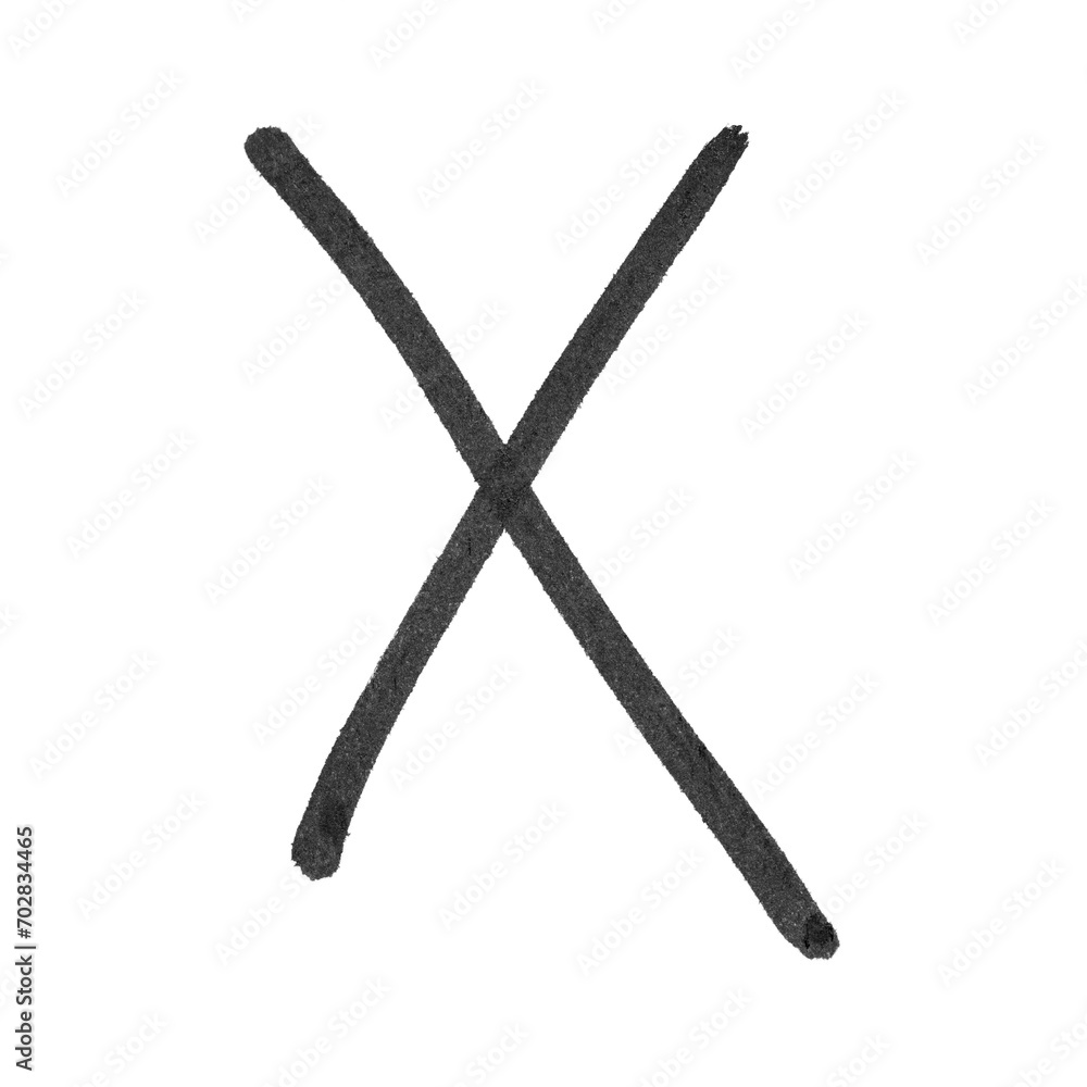 Cross. Realistic rough black marker. Set of ink lines. The doodle is drawn on a white isolated background with a black marker. Hand painted. Black marker on paper isolated on white background - obrazy, fototapety, plakaty 