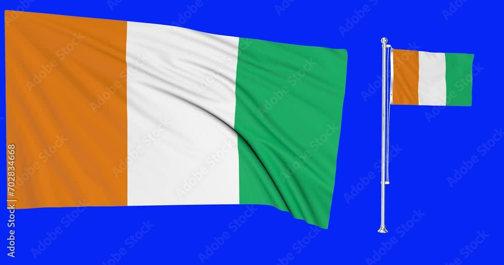 Green Screen Waving Cote Di Vore Flag Or Flagpole National Symbol Of green-screen-waving-cote-di-vore-flag-or-flagpole-national-symbol-of