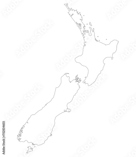 New Zealand map. Map of New Zealand in white color