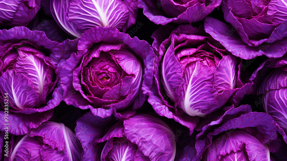 Group of cabbage vegetable pattern wallpaper - ai generative Group of cabbage vegetable pattern wallpaper - ai generative