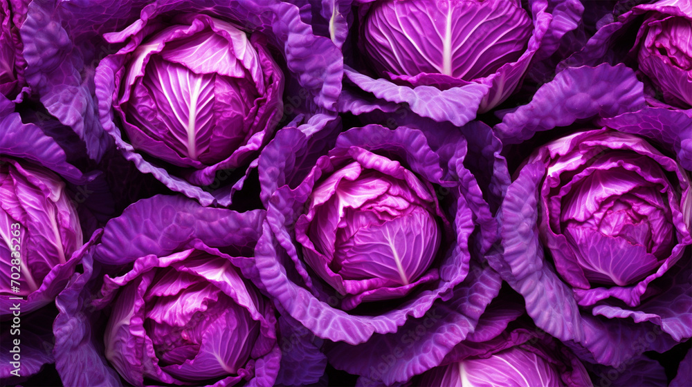 Obraz premium Group of cabbage vegetable pattern wallpaper - ai generative