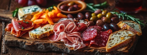 assortment of cold cuts and salami on wooden table