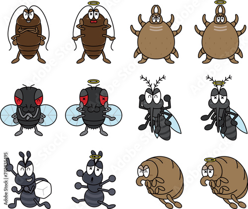 ポップな害虫のイラストセット