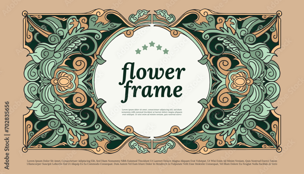 flower frame art nouveau style design template for social media or event poster - obrazy, fototapety, plakaty 
