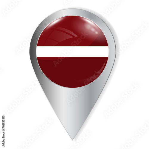 Флаг ЛатвVector illustration. Glossy button with highlights and shadows. Geographic location icon. Flag of Latvia. User interface element. Set of souvenir countries.ия