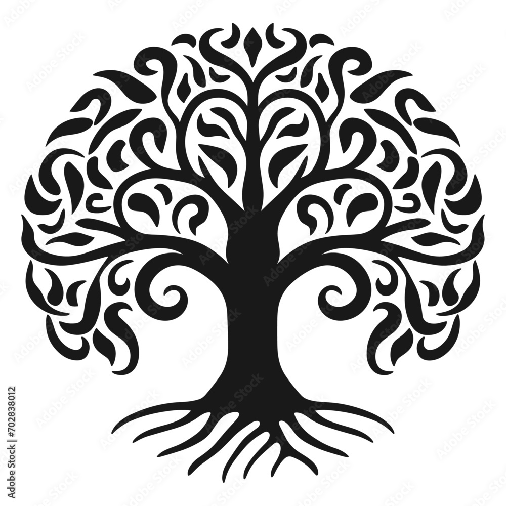 Obraz premium silhouette of a tree. The Olive tree silhouette icon is isolated on a white background.
