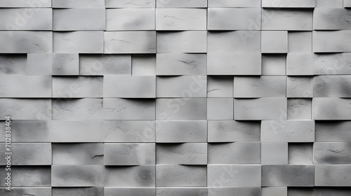 Square concrete block pattern, wall background. Light weight hollow brick block wall structure made from cement. photo