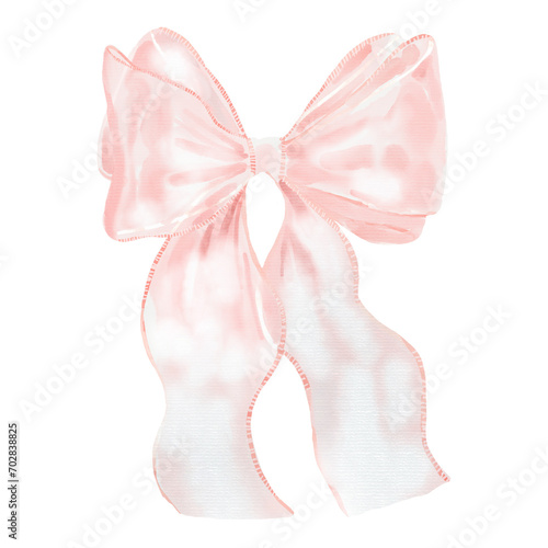 Watercolor pink ribbon for decorate your card and your artwork.