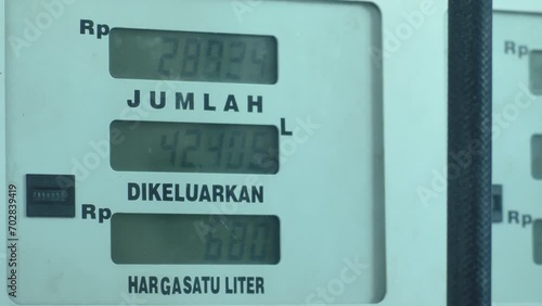 Pertalite gas meter numbers move while gasoline is being dispensed into the car's tank photo