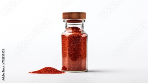 Smoked paprika in a packaging bottle isolated in a white background