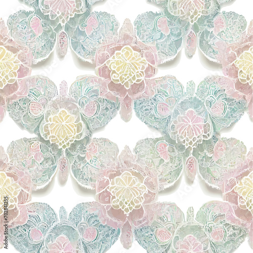 pastel vintage lace seamless pattern on a white background