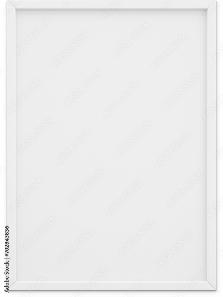 Close up view blank white portrait photo frame isolated on plain background.