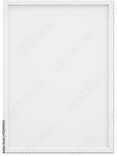 Close up view blank white portrait photo frame isolated on plain background. photo