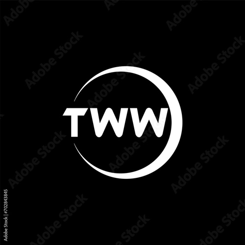 TWW letter logo design with black background in illustrator, cube logo, vector logo, modern alphabet font overlap style. calligraphy designs for logo, Poster, Invitation, etc.