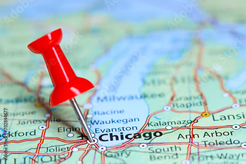 Chicago, Illinois pin on map