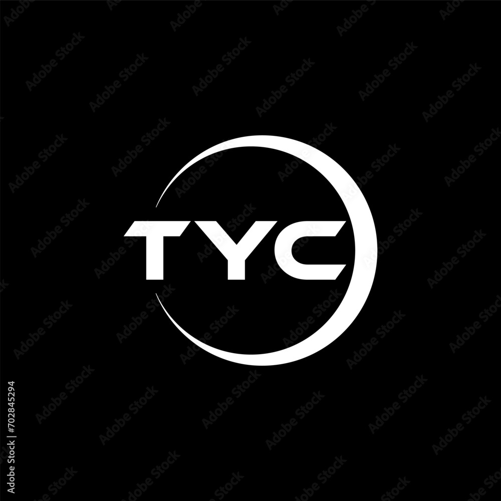 TYC letter logo design with black background in illustrator, cube logo, vector logo, modern alphabet font overlap style. calligraphy designs for logo, Poster, Invitation, etc. TYC letter logo design with black background in illustrator, cube logo, vector logo, modern alphabet font overlap style. calligraphy designs for logo, Poster, Invitation, etc.