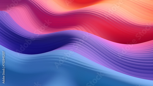 Abstract colorful background with futuristic wavy gradient of blue, purple and orange. Flowing, soothing wave of color; graphic texture. Wallpaper with calming rhythm and flowing relaxing curved lines