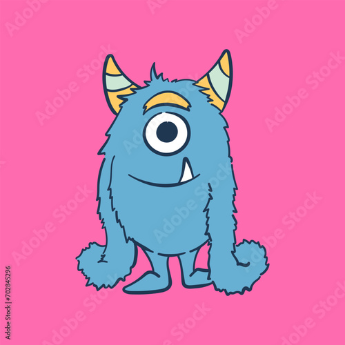 Friendly and colorful cute monster vector illustration