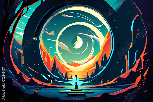 An otherworldly space portal. vektor icon illustation