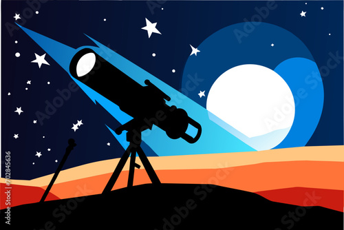 A telescope pointing at the stars. vektor icon illustation