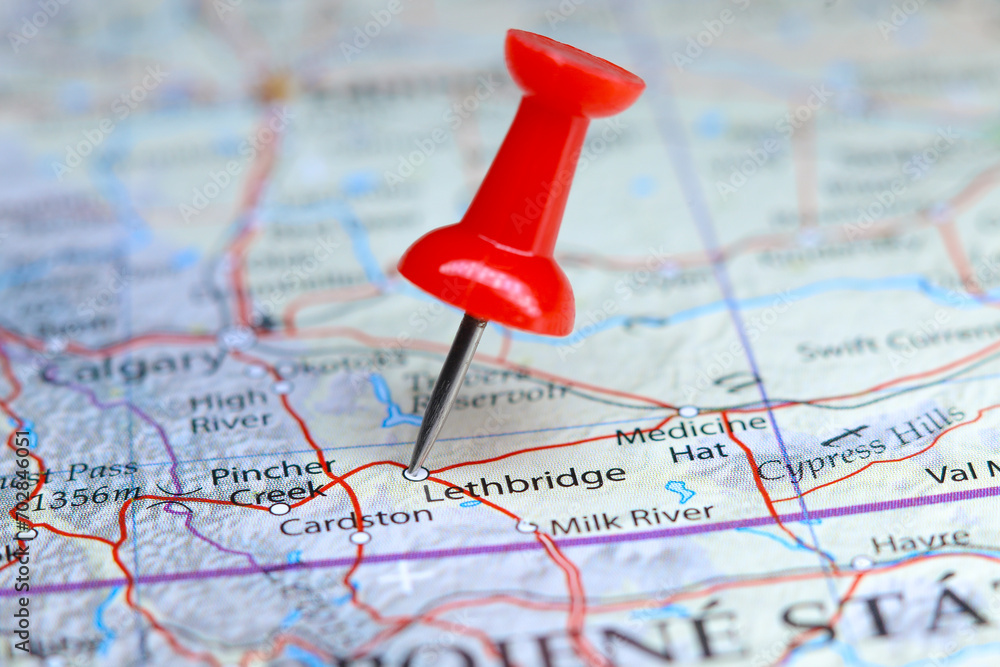 Lethbridge, Canada pin on map Lethbridge, Canada pin on map