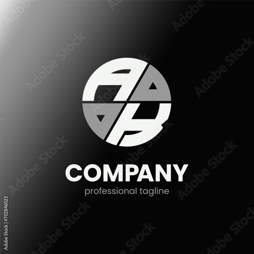 letter AK initial in monochrome flat design circle shape logo vector illustration