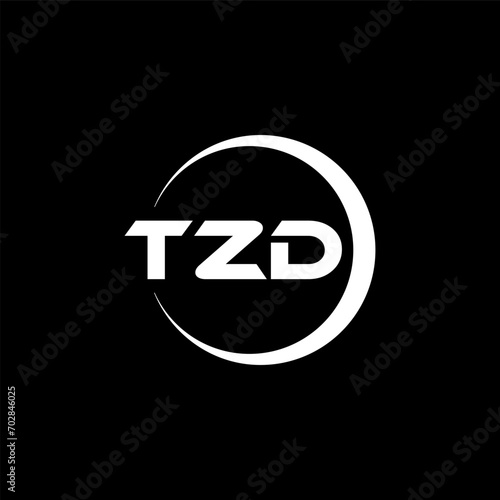 TZD letter logo design with black background in illustrator, cube logo, vector logo, modern alphabet font overlap style. calligraphy designs for logo, Poster, Invitation, etc. photo