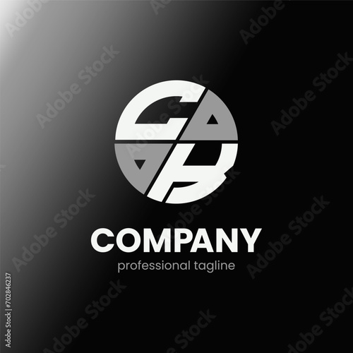 letter CK initial in monochrome flat design circle shape logo vector illustration