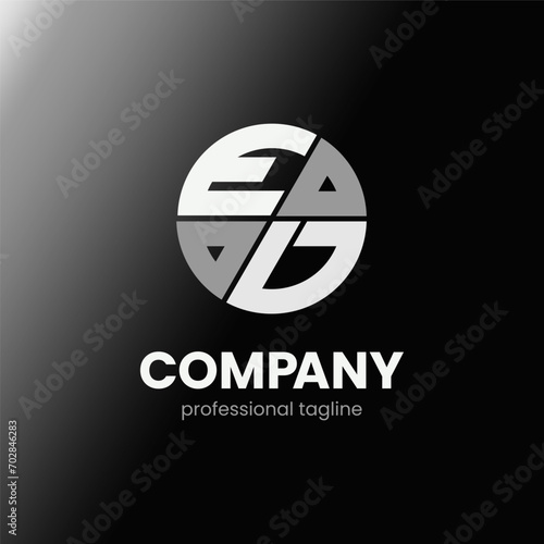 letter ED initial in monochrome flat design circle shape logo vector illustration