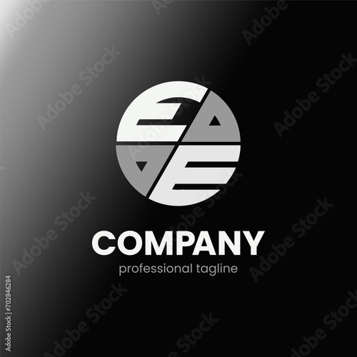 letter EE initial in monochrome flat design circle shape logo vector illustration