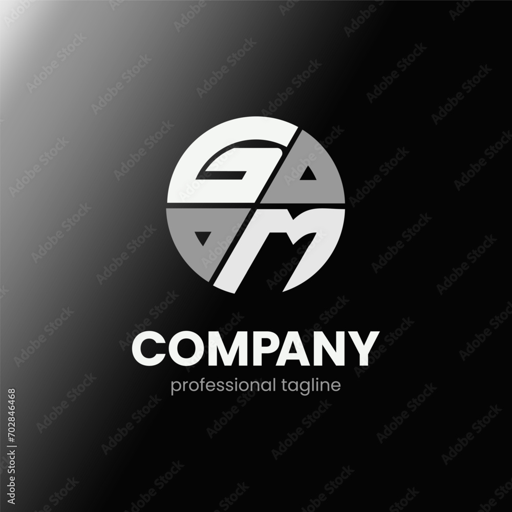 letter GM initial in monochrome flat design circle shape logo vector illustration letter GM initial in monochrome flat design circle shape logo vector illustration