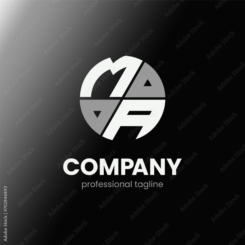 letter MA initial in monochrome flat design circle shape logo vector illustration letter MA initial in monochrome flat design circle shape logo vector illustration