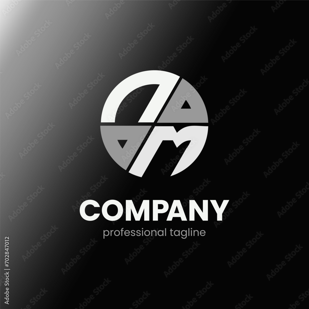 letter NM initial in monochrome flat design circle shape logo vector illustration letter NM initial in monochrome flat design circle shape logo vector illustration