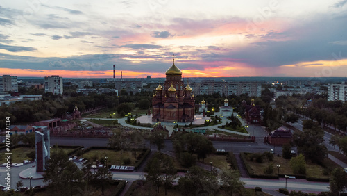 Church of the Kazan Icon of the Mother of God in Orenburg at sunset