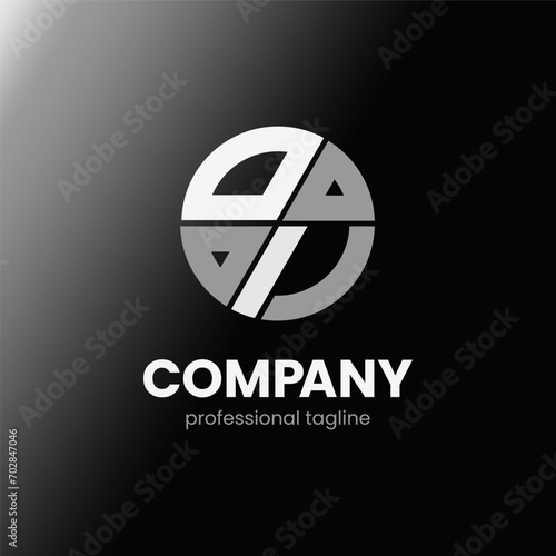 letter OI initial in monochrome flat design circle shape logo vector illustration