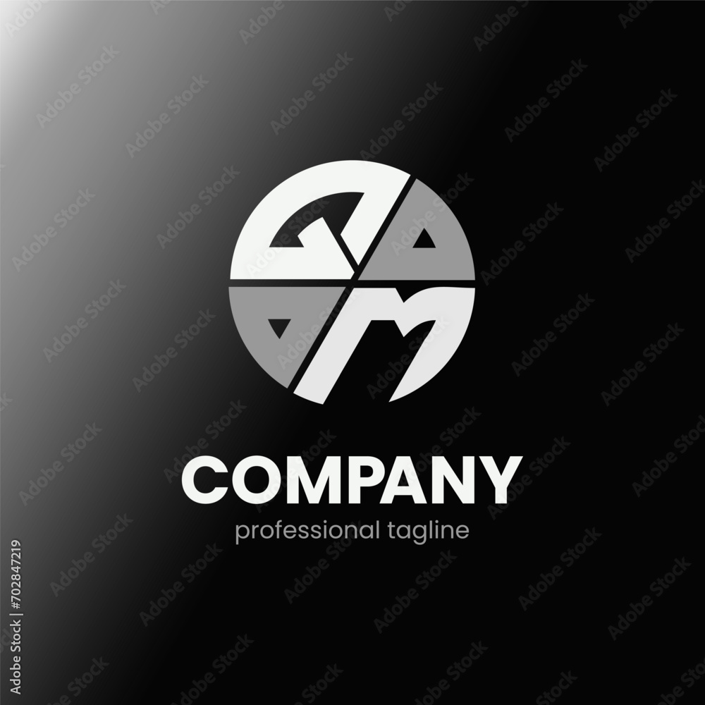 letter QM initial in monochrome flat design circle shape logo vector illustration letter QM initial in monochrome flat design circle shape logo vector illustration