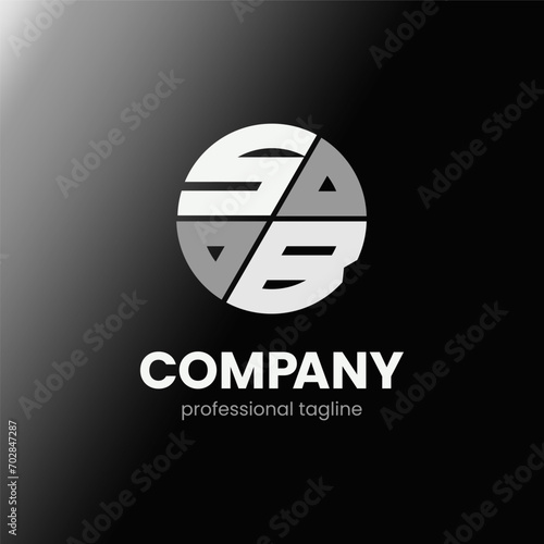 letter SB initial in monochrome flat design circle shape logo vector illustration