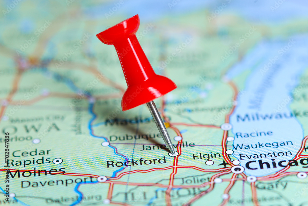 Rockford, Illinois pin on map Rockford, Illinois pin on map