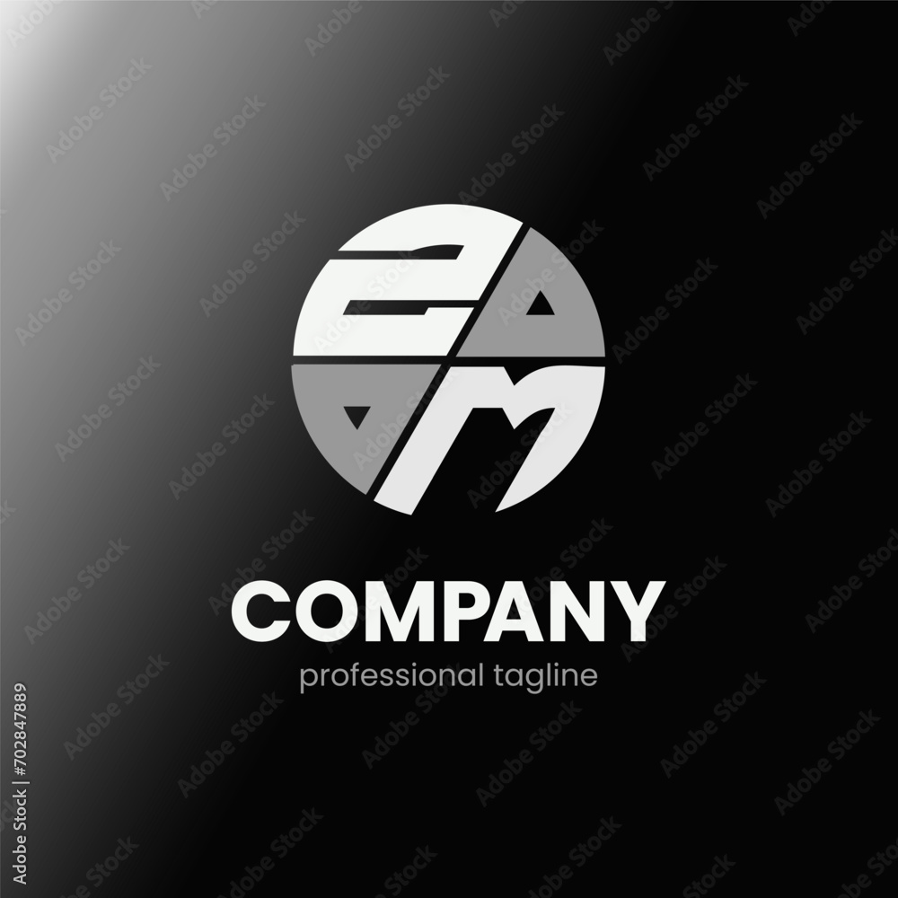 letter ZM initial in monochrome flat design circle shape logo vector illustration letter ZM initial in monochrome flat design circle shape logo vector illustration